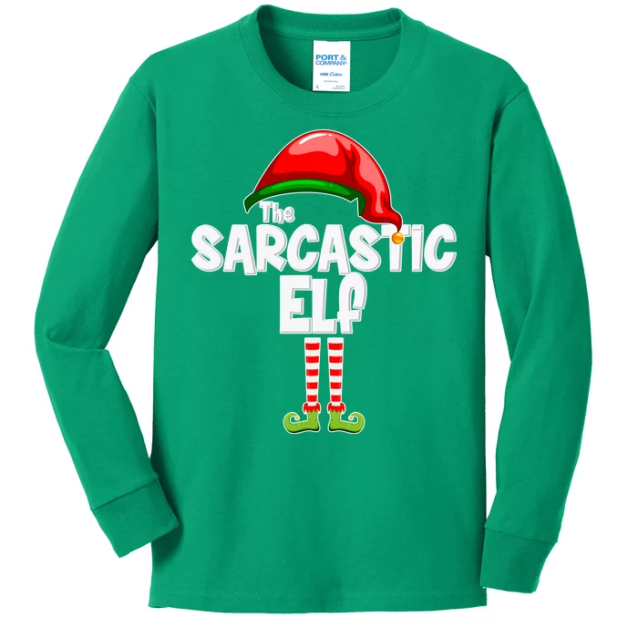 The Sarcastic Elf Matching Christmas Kids Long Sleeve Shirt