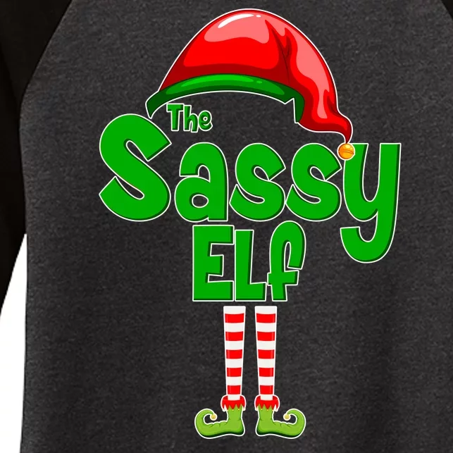 The Sassy Elf Christmas Women's Tri-Blend 3/4-Sleeve Raglan Shirt