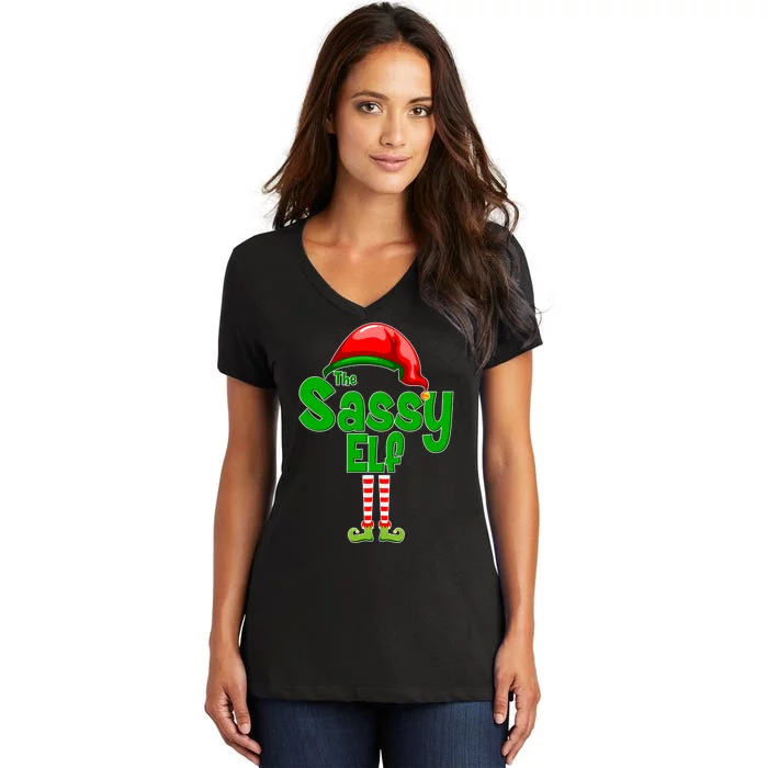 The Sassy Elf Christmas Women's V-Neck T-Shirt