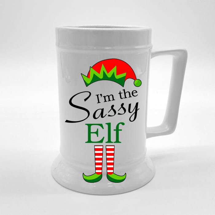 The Sassy Elf Funny Christmas Family Matching Front & Back Beer Stein