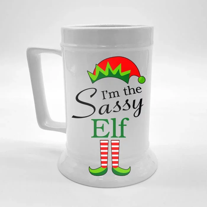 The Sassy Elf Funny Christmas Family Matching Front & Back Beer Stein