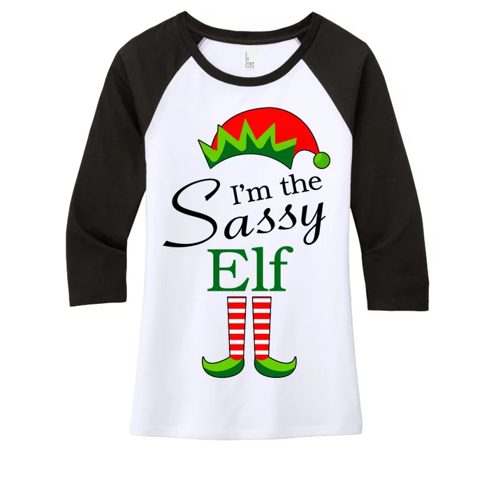 The Sassy Elf Funny Christmas Family Matching Women's Tri-Blend 3/4-Sleeve Raglan Shirt