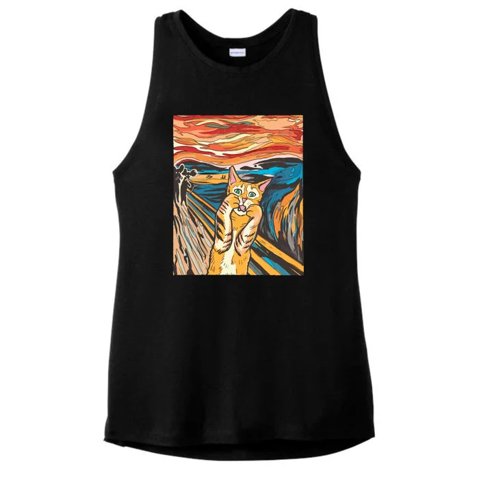 The Scream Parody Cat Ladies Tri-Blend Wicking Tank