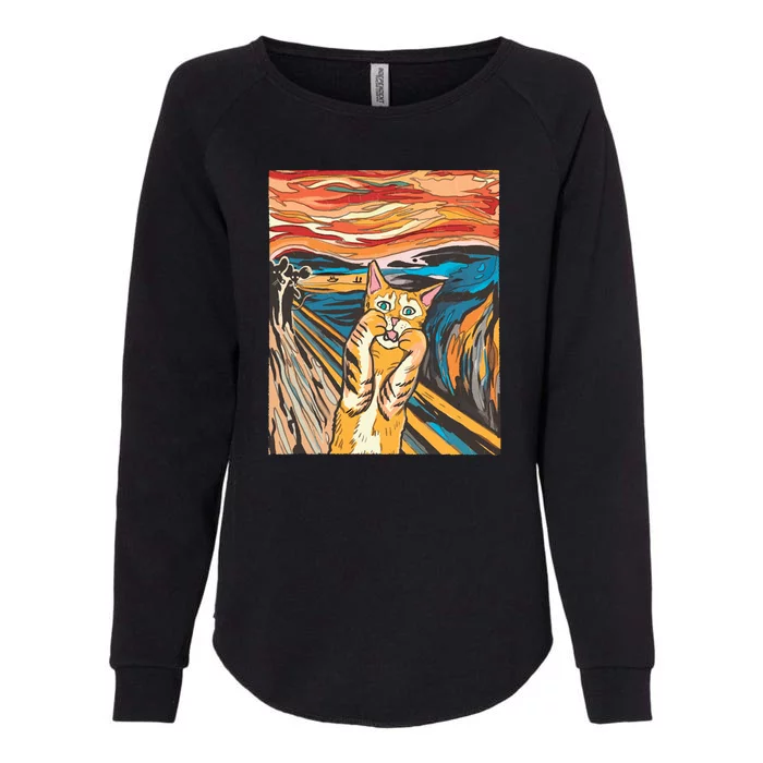 The Scream Parody Cat Womens California Wash Sweatshirt