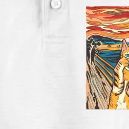 The Scream Parody Cat Dry Zone Grid Performance Polo