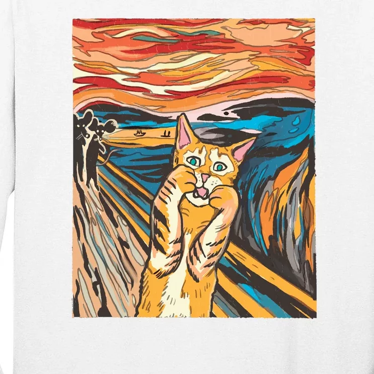 The Scream Parody Cat Tall Long Sleeve T-Shirt