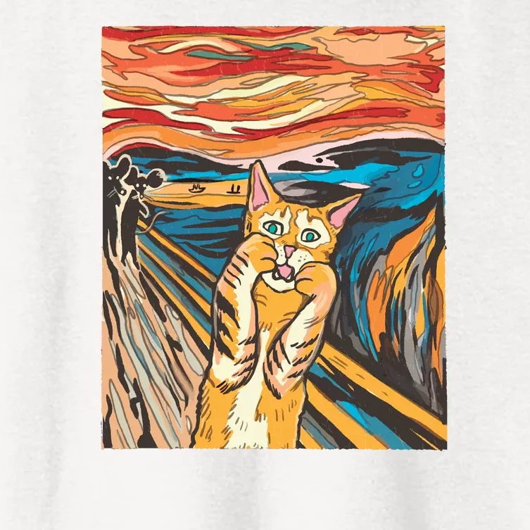 The Scream Parody Cat Women's Crop Top Tee