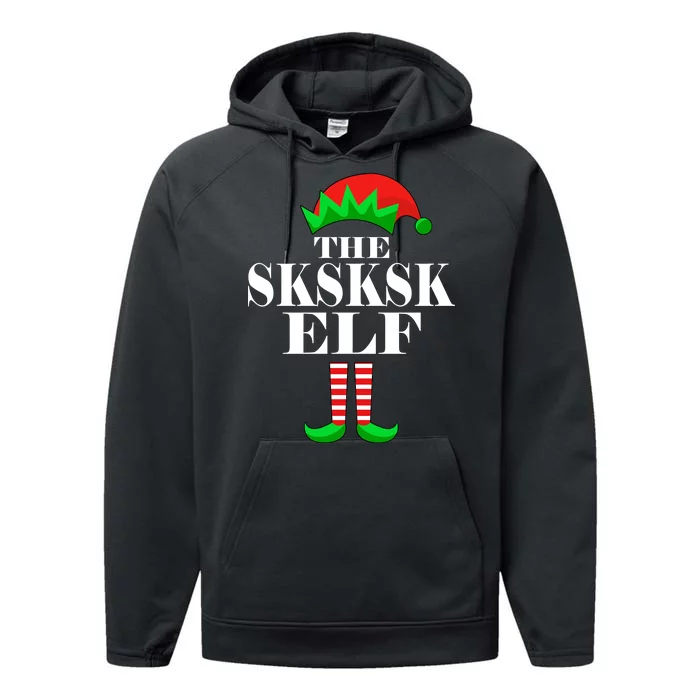 The SKSKSK Elf Funny Christmas Matching Performance Fleece Hoodie