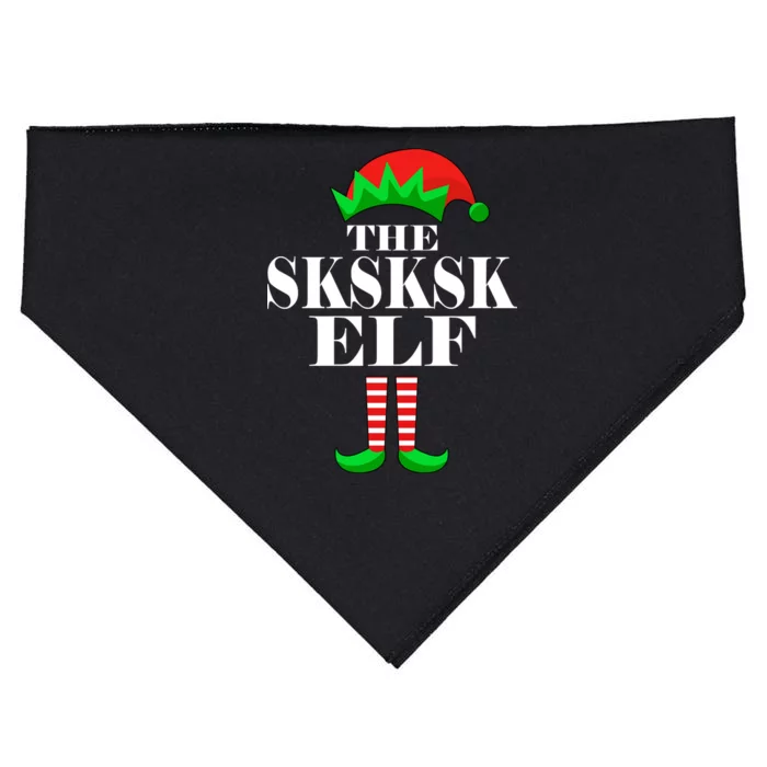 The SKSKSK Elf Funny Christmas Matching USA-Made Doggie Bandana