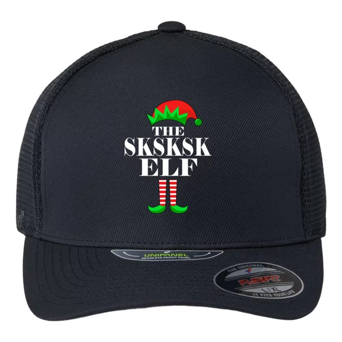 The SKSKSK Elf Funny Christmas Matching Flexfit Unipanel Trucker Cap