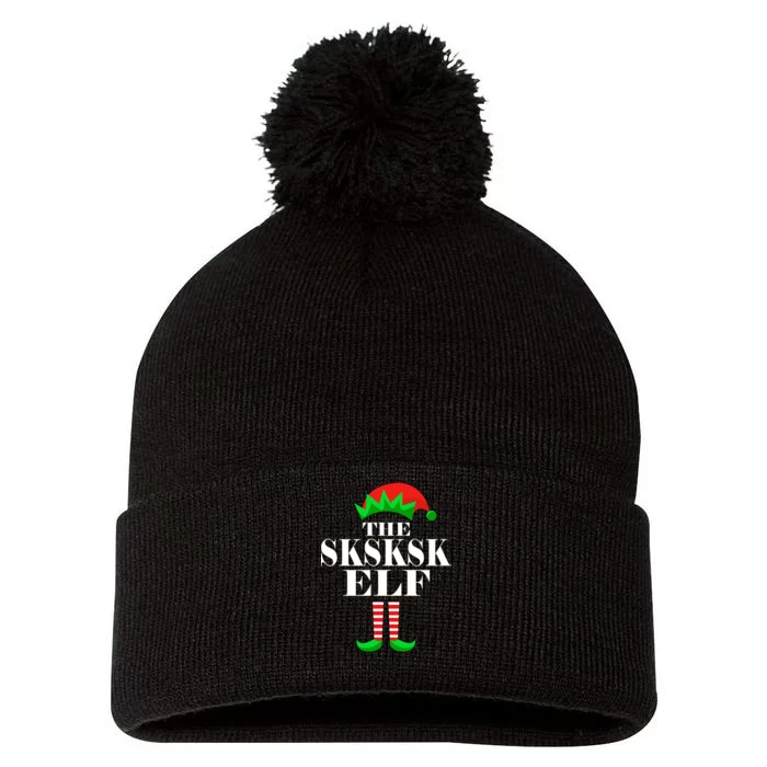 The SKSKSK Elf Funny Christmas Matching Pom Pom 12in Knit Beanie