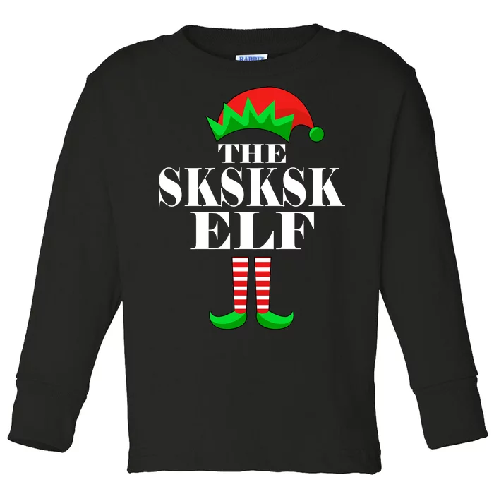 The SKSKSK Elf Funny Christmas Matching Toddler Long Sleeve Shirt