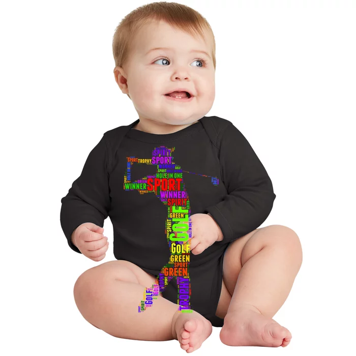 The Spirit of Golf Word Mash-up Baby Long Sleeve Bodysuit