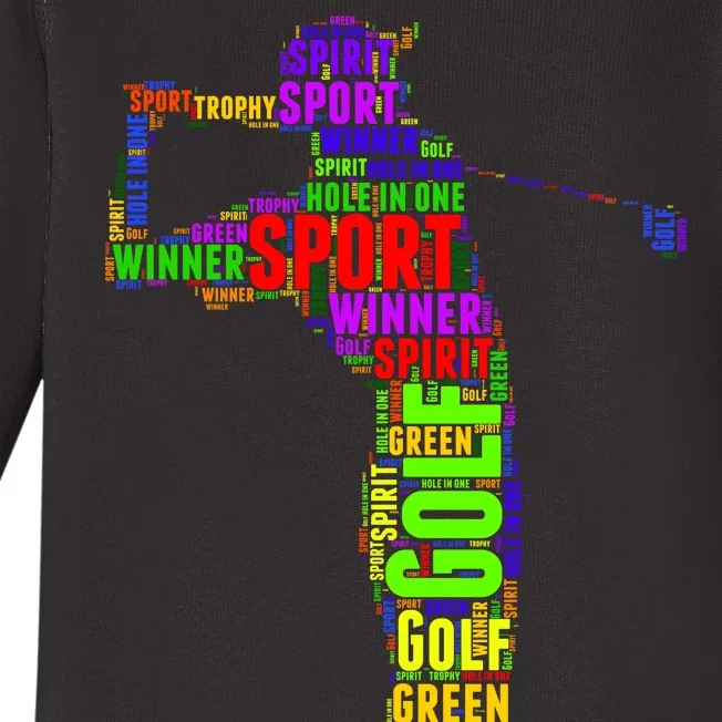 The Spirit of Golf Word Mash-up Baby Long Sleeve Bodysuit