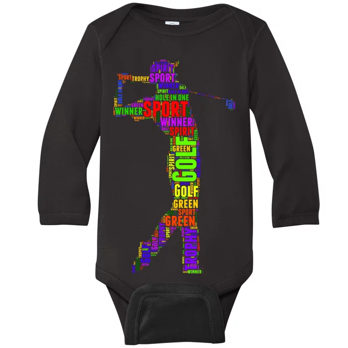 The Spirit of Golf Word Mash-up Baby Long Sleeve Bodysuit