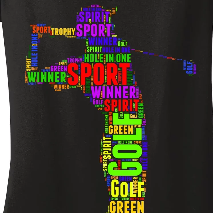 The Spirit of Golf Word Mash-up Women's V-Neck T-Shirt