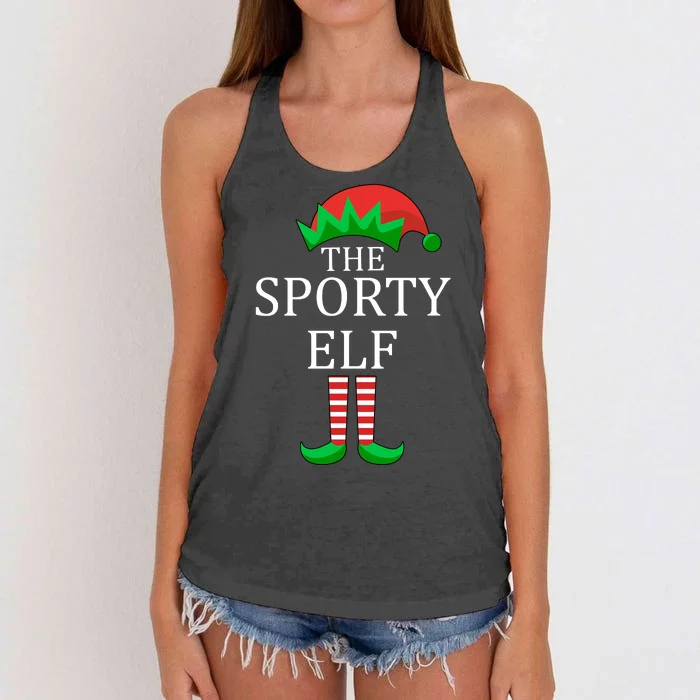 The Sporty Elf Family Matching Christmas Women's Knotted Racerback Tank