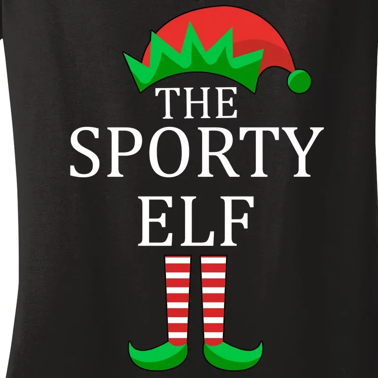 The Sporty Elf Family Matching Christmas Women's V-Neck T-Shirt