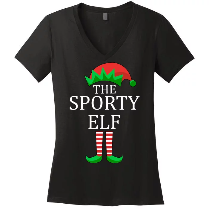 The Sporty Elf Family Matching Christmas Women's V-Neck T-Shirt