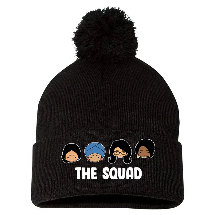 The Squad AOC Rashida Ayanna Llhan Pom Pom 12in Knit Beanie