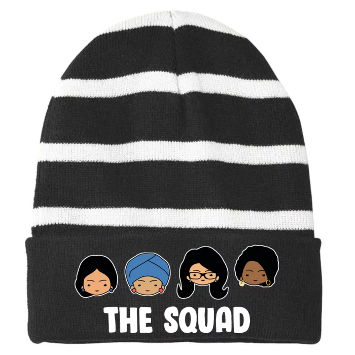 The Squad AOC Rashida Ayanna Llhan Striped Beanie with Solid Band