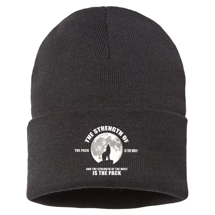 The Strength Of The Pack Is The Wolf Saying Sustainable Knit Beanie