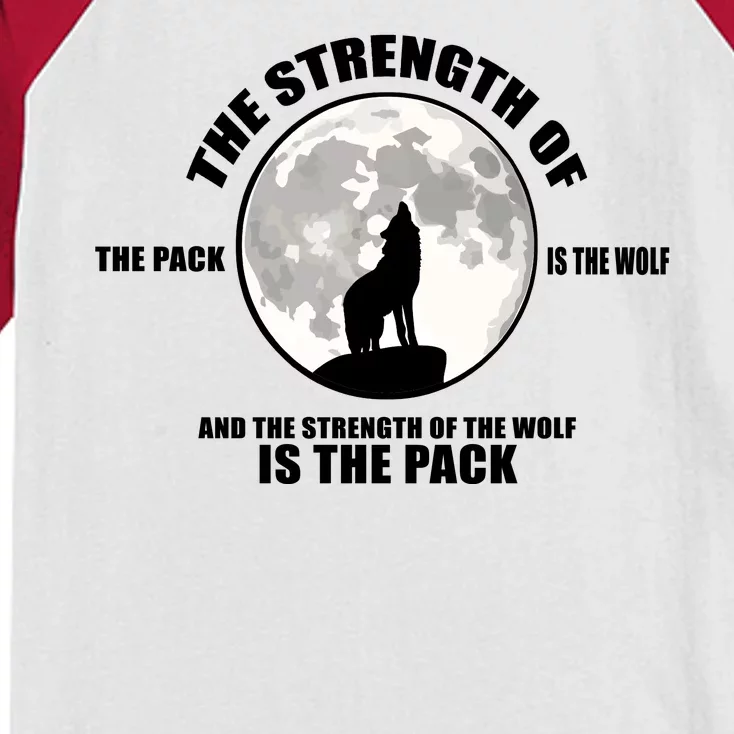 The Strength Of The Pack Is The Wolf Saying Kids Colorblock Raglan Jersey