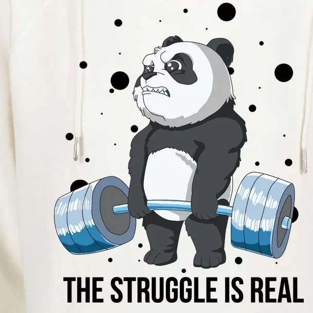 The Struggle Is Real Panda Womens Funnel Neck Pullover Hood