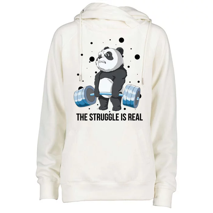 The Struggle Is Real Panda Womens Funnel Neck Pullover Hood