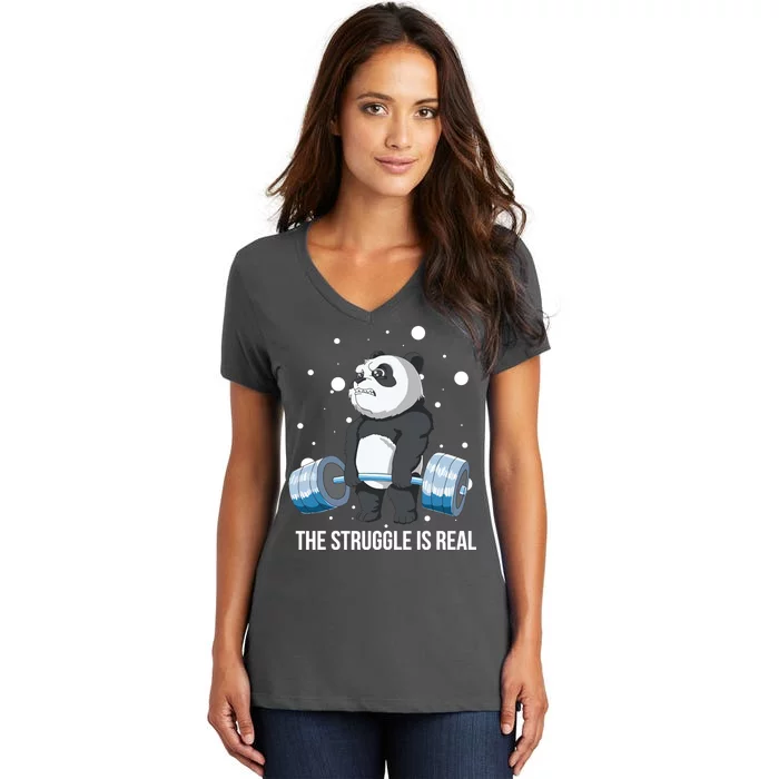 The Struggle Is Real Panda Women's V-Neck T-Shirt