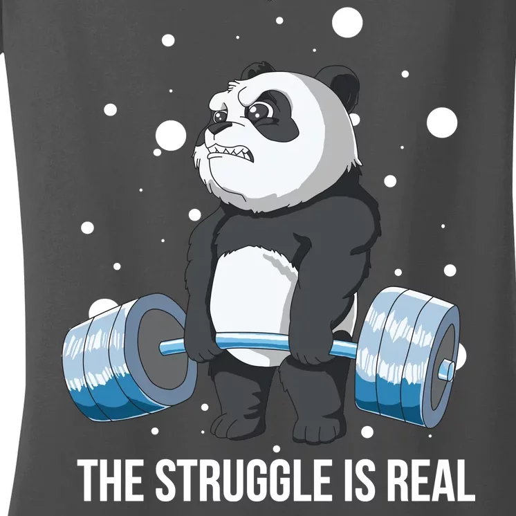 The Struggle Is Real Panda Women's V-Neck T-Shirt