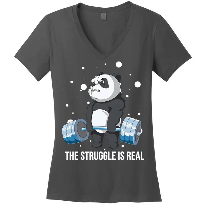 The Struggle Is Real Panda Women's V-Neck T-Shirt