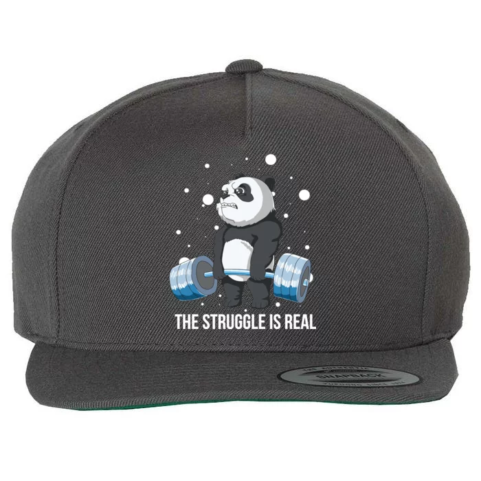 The Struggle Is Real Panda Wool Snapback Cap