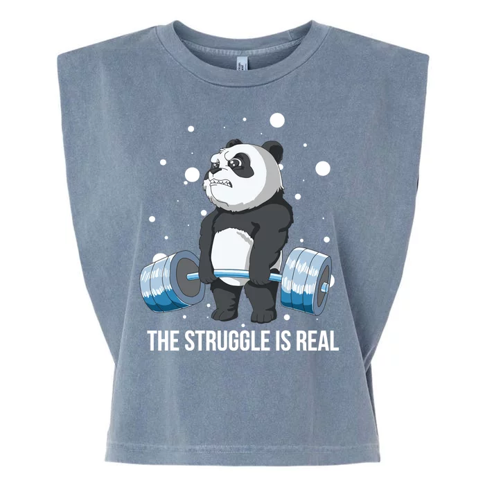 The Struggle Is Real Panda Garment-Dyed Women's Muscle Tee