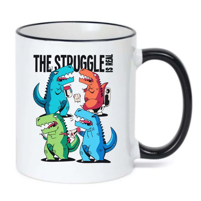 The Struggle Is Real T-Rex Problems Black Color Changing Mug