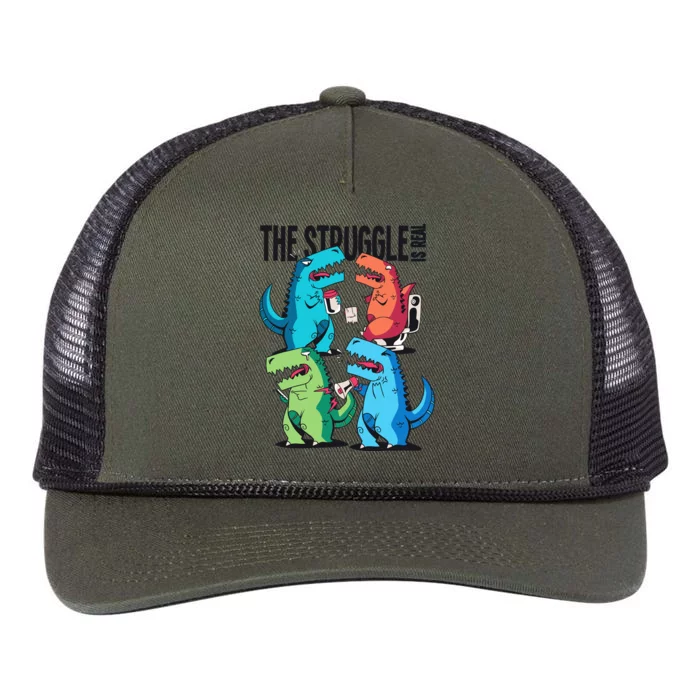 The Struggle Is Real T-Rex Problems Retro Rope Trucker Hat Cap