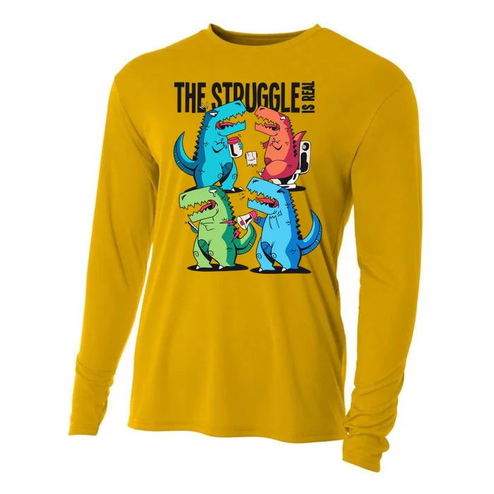 The Struggle Is Real T-Rex Problems Cooling Performance Long Sleeve Crew