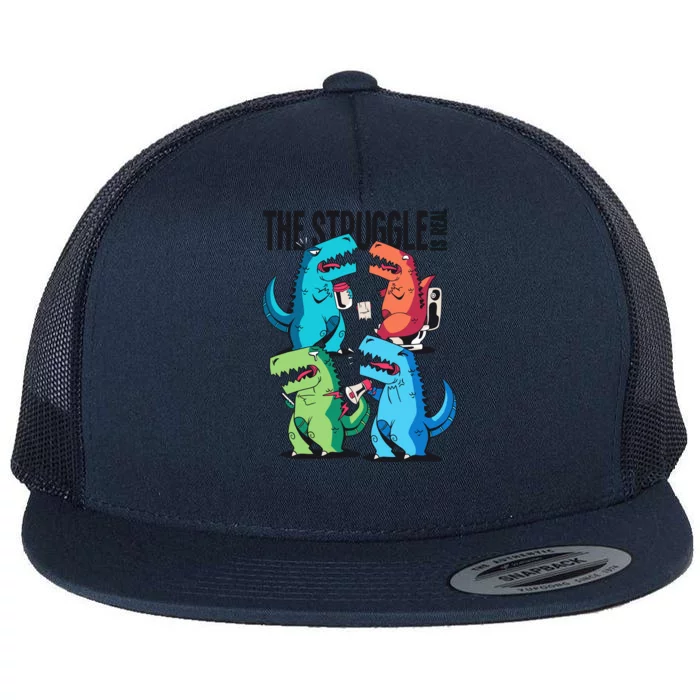 The Struggle Is Real T-Rex Problems Flat Bill Trucker Hat