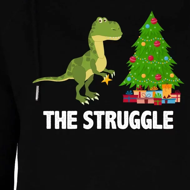 The Struggle T-rex Christmas Tree Womens Funnel Neck Pullover Hood