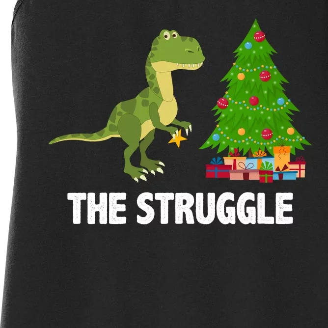 The Struggle T-rex Christmas Tree Women's Racerback Tank