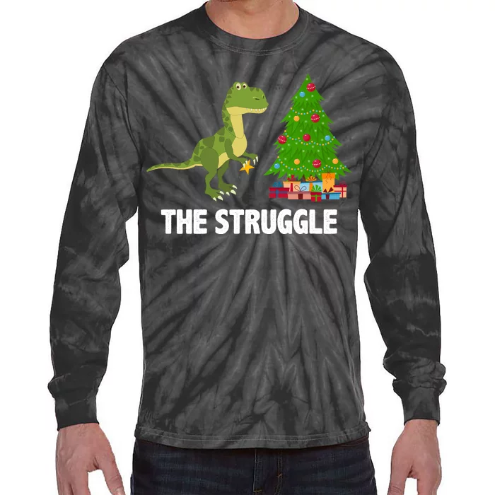 The Struggle T-rex Christmas Tree Tie-Dye Long Sleeve Shirt