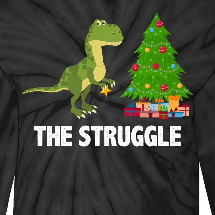 The Struggle T-rex Christmas Tree Tie-Dye Long Sleeve Shirt