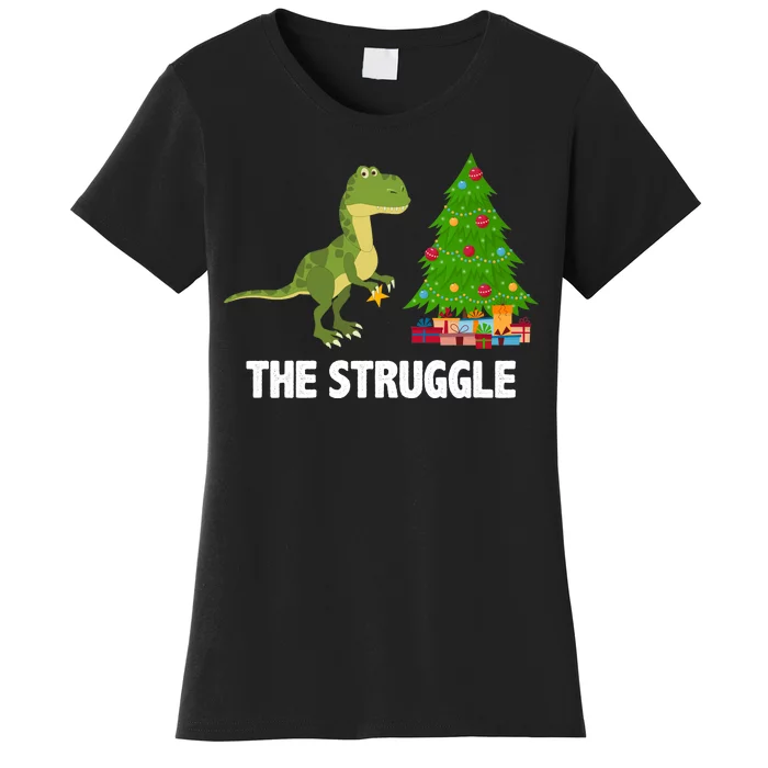 The Struggle T-rex Christmas Tree Women's T-Shirt