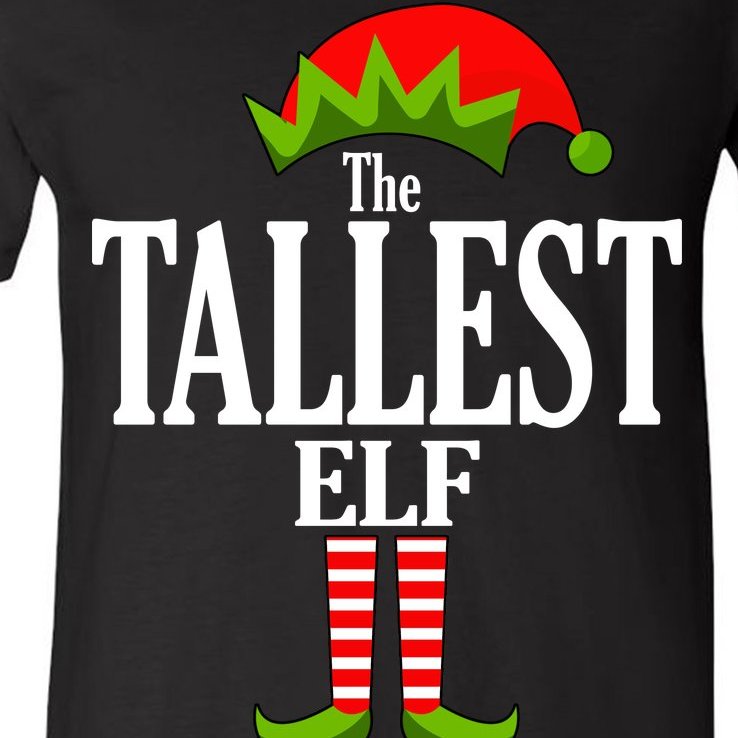 The Tallest Elf Funny Matching Christmas V-Neck T-Shirt