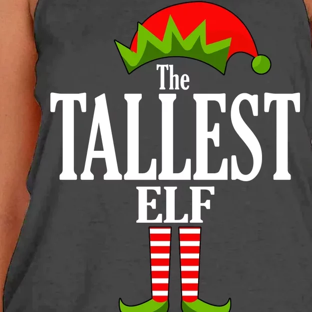 The Tallest Elf Funny Matching Christmas Women's Knotted Racerback Tank