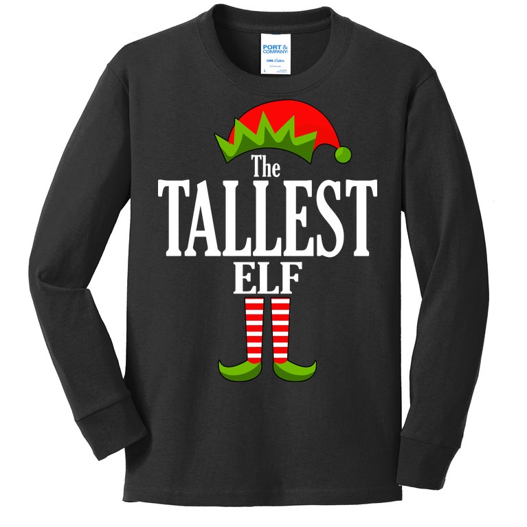 The Tallest Elf Funny Matching Christmas Kids Long Sleeve Shirt