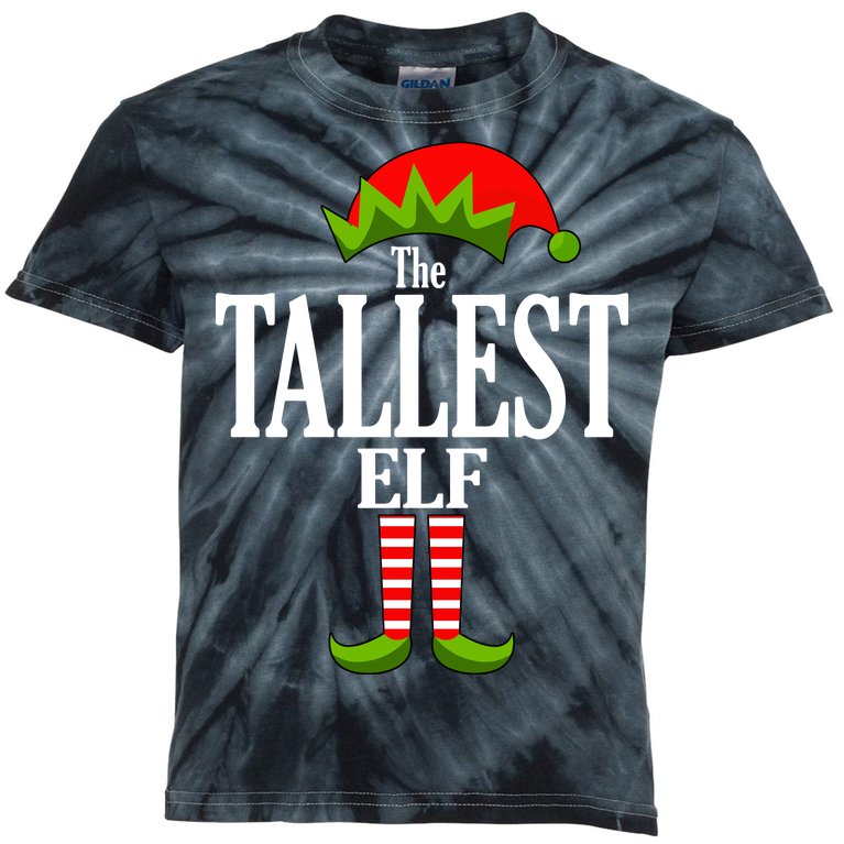 The Tallest Elf Funny Matching Christmas Kids Tie-Dye T-Shirt