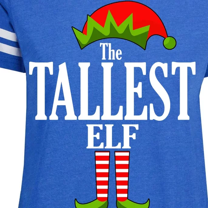 The Tallest Elf Funny Matching Christmas Enza Ladies Jersey Football T-Shirt