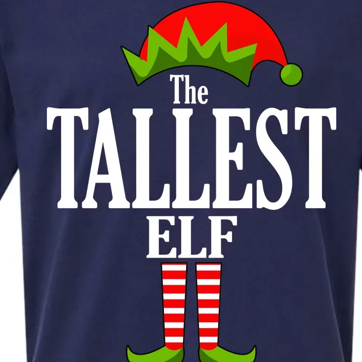 The Tallest Elf Funny Matching Christmas Sueded Cloud Jersey T-Shirt