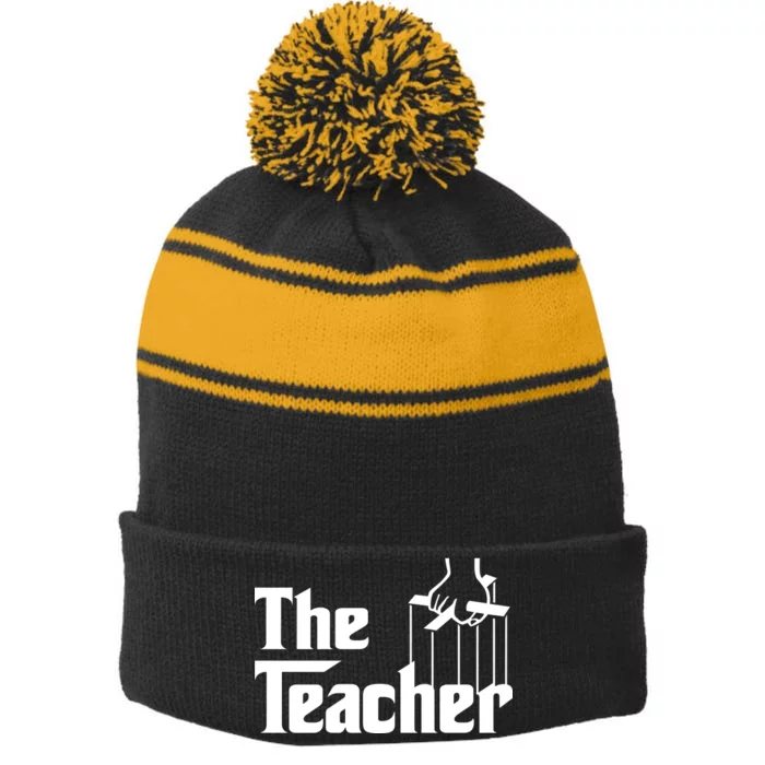 The Teacher Logo Stripe Pom Pom Beanie